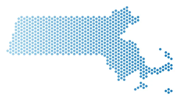 Massachusetts Mapa do Estado Hexagon Mosaic —  Vetores de Stock