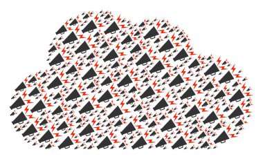 Uyarı megafon simgeler figürü bulut