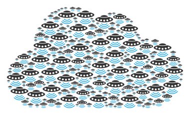 Uzaylı istilası simgelerin bulut mozaik