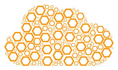 Bulut mozaik kontur altıgen simgeler