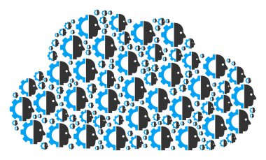 Bulut mozaik Cyborg kafa simgeler