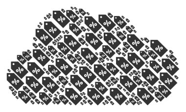 İndirim etiketi simgeler şeklinde bulut