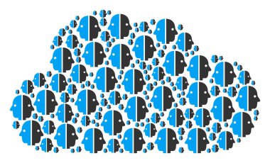 Çift yüzlü simgelerin bulut mozaik