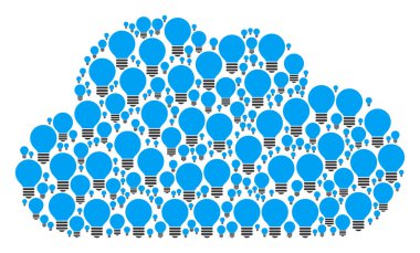 Bulut kompozisyon Elektrikli ampul simgeler