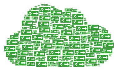 Acil çıkış simgeler figürü bulut