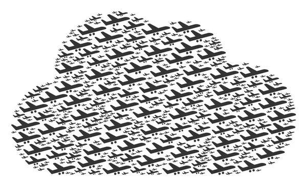 Forma de nube de iconos de avión — Vector de stock