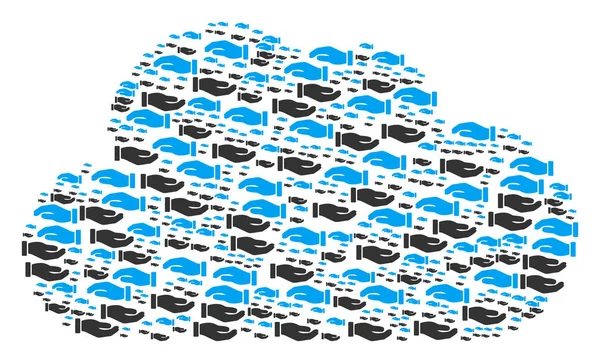 Composição em nuvem de ícones de mãos de cuidado — Vetor de Stock