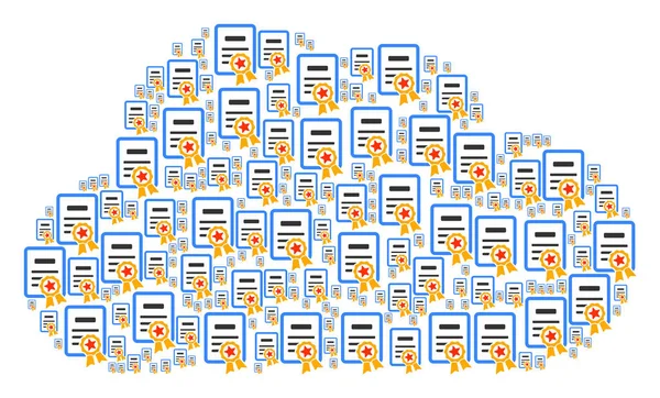 Figure Cloud des icônes de certificat — Image vectorielle