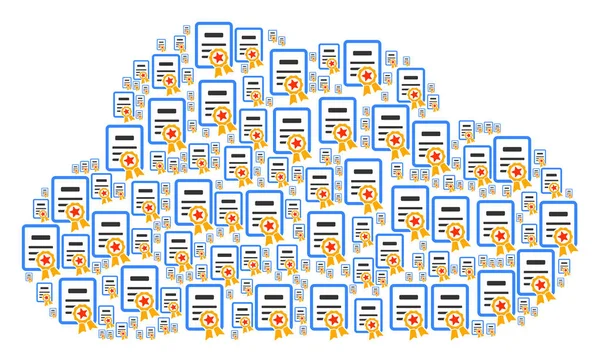 Figura cloud delle icone del certificato — Vettoriale Stock