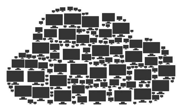 Mosaico de nube de iconos de pantalla de ordenador — Archivo Imágenes Vectoriales