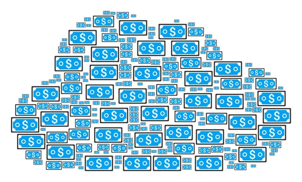 Wolkencollage aus Dollar-Banknotensymbolen — Stockvektor