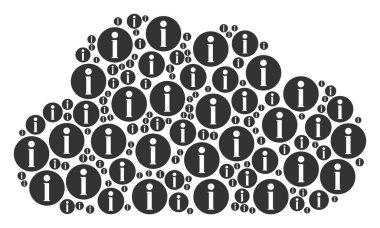 Bulut kompozisyon bilgisi nesneleri çeşitli boyutlarda oluşmuştur. Soyut vektör depolama kavramı. Bilgi simgeleri bulut şekil düzenlenir.