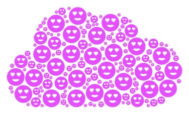 Bayan aşk Smiley simgeleri şeklinde bulut