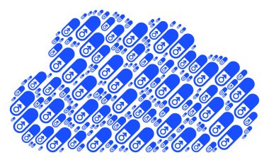 Bulut kolaj erkek güç hapı simgeler