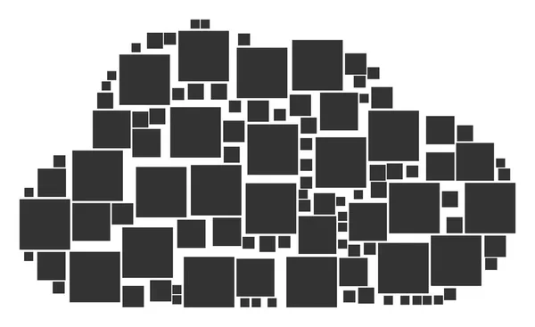 Molnet sammansättningen av fyllda fyrkantiga ikoner — Stock vektor