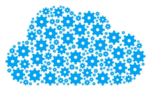 Figurine Cloud Composée Icônes Engrenages Différentes Tailles Illustration Vectorielle Abstraite — Image vectorielle