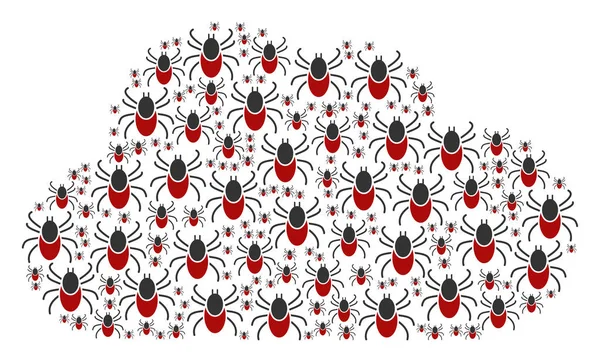 Composition nuageuse des icônes de tiques acariennes — Image vectorielle