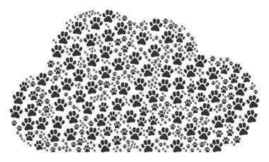 Bulut şekil pençe ayak izleri simgeler