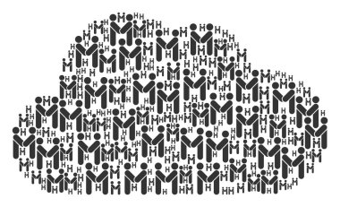 Bulut şekil kişi el sıkışma simgeler