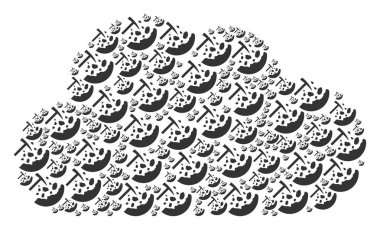 Bulut kolaj simgeler madencilik taş