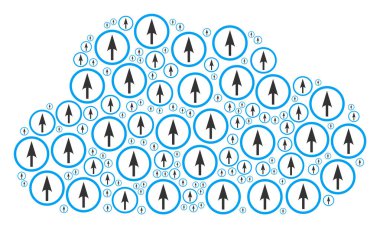 Bulut mozaik keskin yuvarlak ok simgeleri