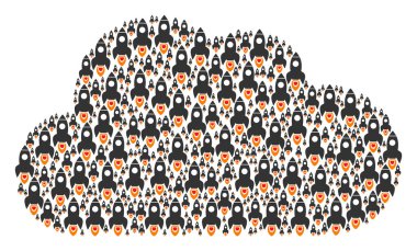 Uzay roketi simgeler şeklinde bulut