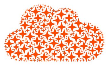 Bulut kompozisyon alan yıldız simgeler