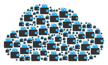 M-cüzdan simgelerin bulut kolaj