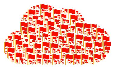 Bayrağı simgeleri sallayarak bulut kolaj