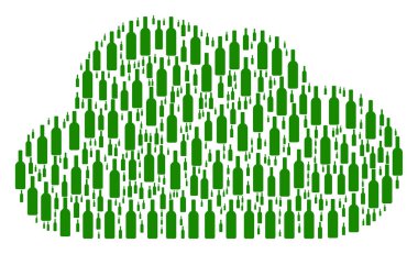 Bulut mozaik şarap şişesi simgeler