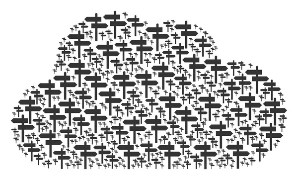 Forma de nuvem de ícones de ponteiro de estrada —  Vetores de Stock