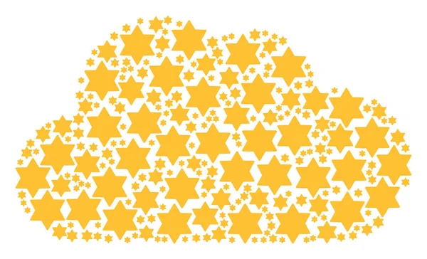 Cloud Collage of Six Pointed Star Icons