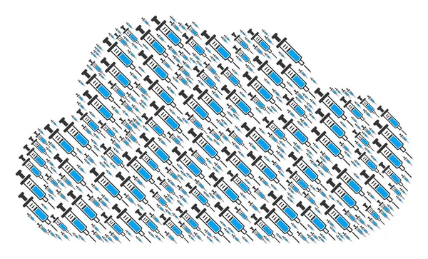 Forma de nuvem de ícones de seringa — Vetor de Stock