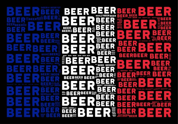 French Flag Pattern of Beer Texts — Stock Vector