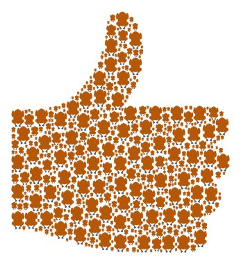 Baş parmak kompozisyon kızarmış tavuk simgeleri