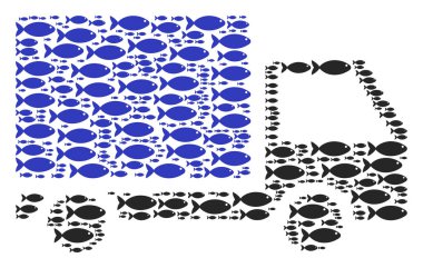 Teslimat kamyon kolaj balık simgeler