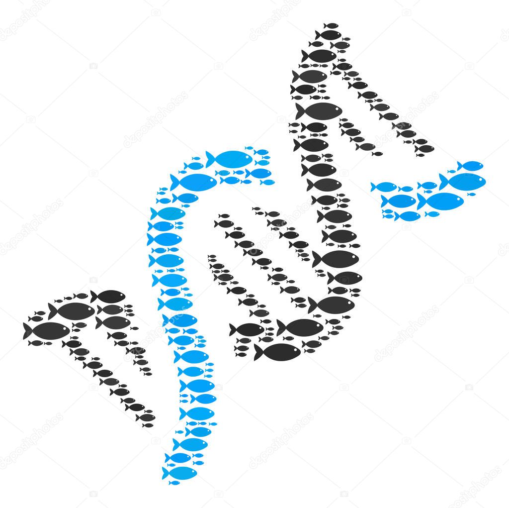 DNA Spiral Composition of Fish Icons