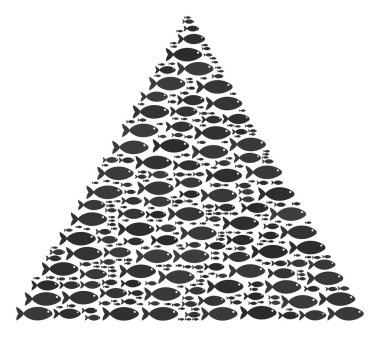 Dolgulu üçgen kompozisyon balık simgeler