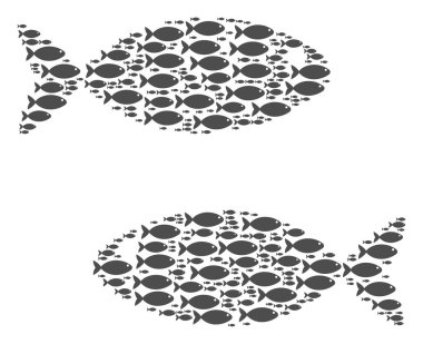 Balık balık simgelerin kolaj çifti