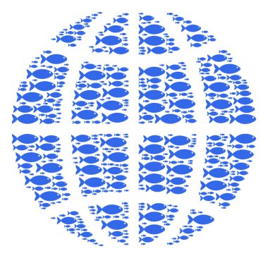 Küre kompozisyon balık simgeler