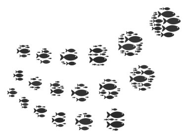 Nesneye bir akım kolaj balık simgeler