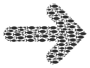 Sağ ok kompozisyon balık simgeler