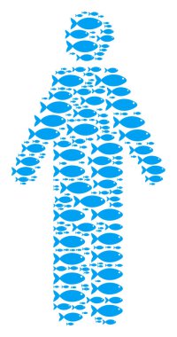 Adam kişi mozaik balık simgeler