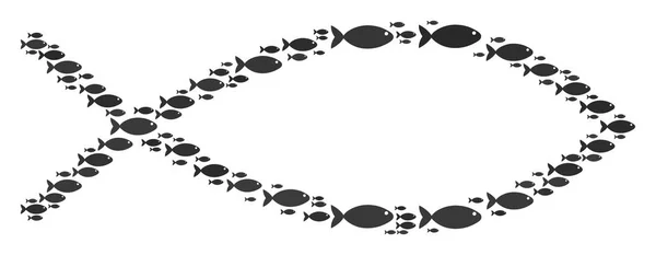 魚シンボル魚アイコンのモザイク — ストックベクタ