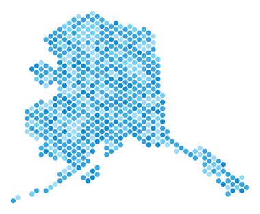 Mavi noktalı Alaska harita