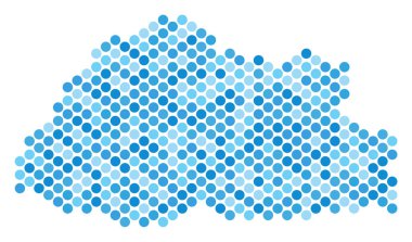 Mavi noktalı Bhutan Haritası