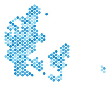 Mavi noktalı Danimarka harita