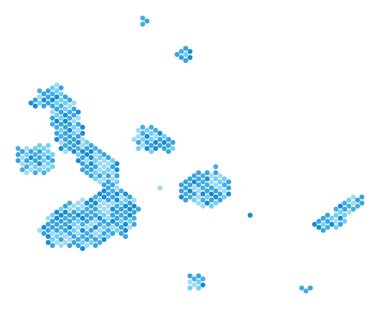 Galapagos Adaları harita mavi noktalı