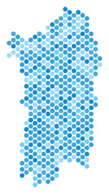 Mavi noktalı İtalyan Sardunya Adası Haritası