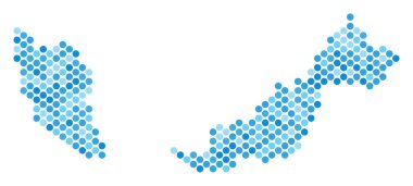 Mavi noktalı Malezya haritası